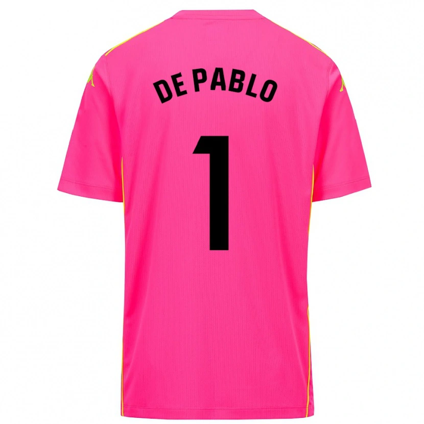 Danxen Enfant Álvaro de Pablo #1 Maillot de Gardien Rose Foncé Noir 2025/26 T-shirt