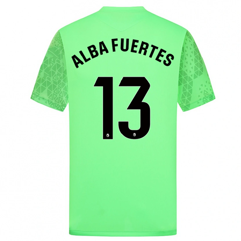 Danxen Enfant Alba Fuertes #13 Maillot de Gardien Vert Printemps Noir 2025/26 T-shirt