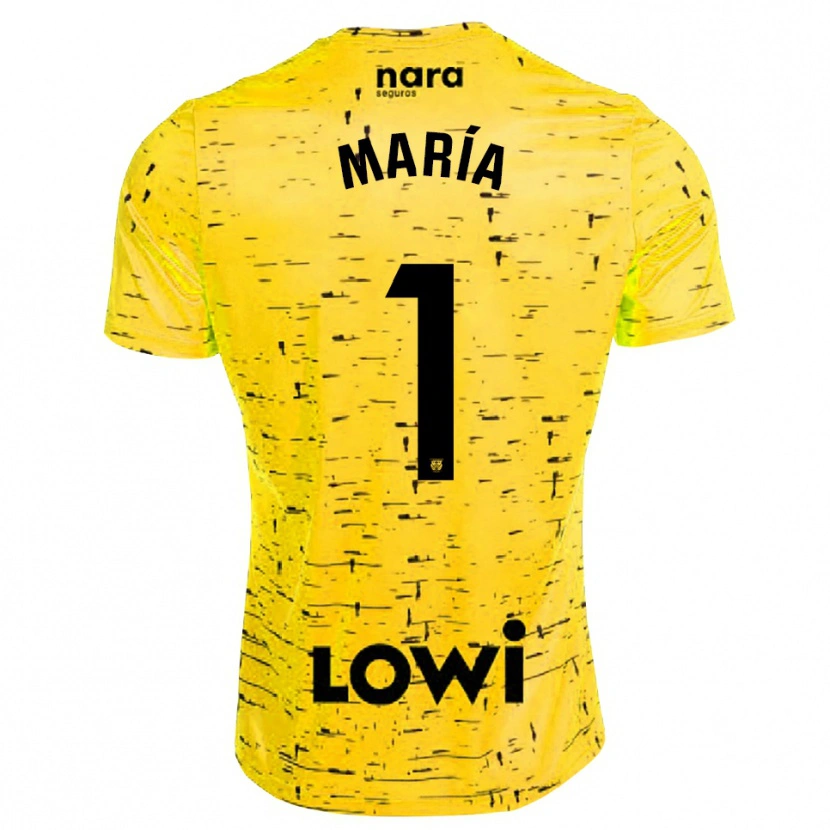 Danxen Enfant María Hernández #1 Maillot de Gardien Jaune Noir 2025/26 T-shirt