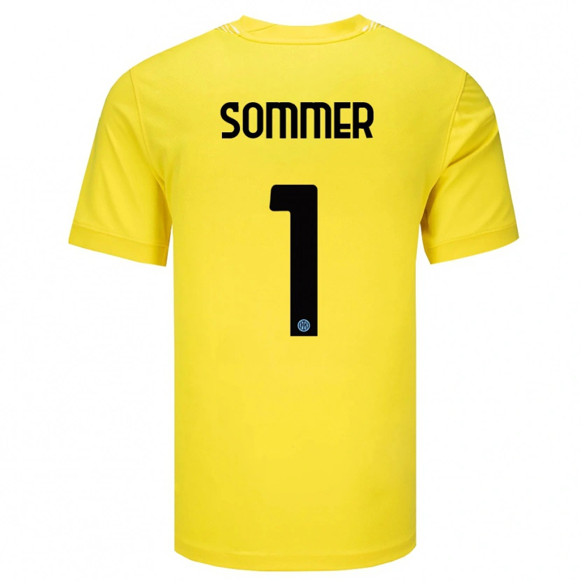 Danxen Enfant Yann Sommer #1 Maillot de Gardien Jaune Clair Noir 2025/26 T-shirt