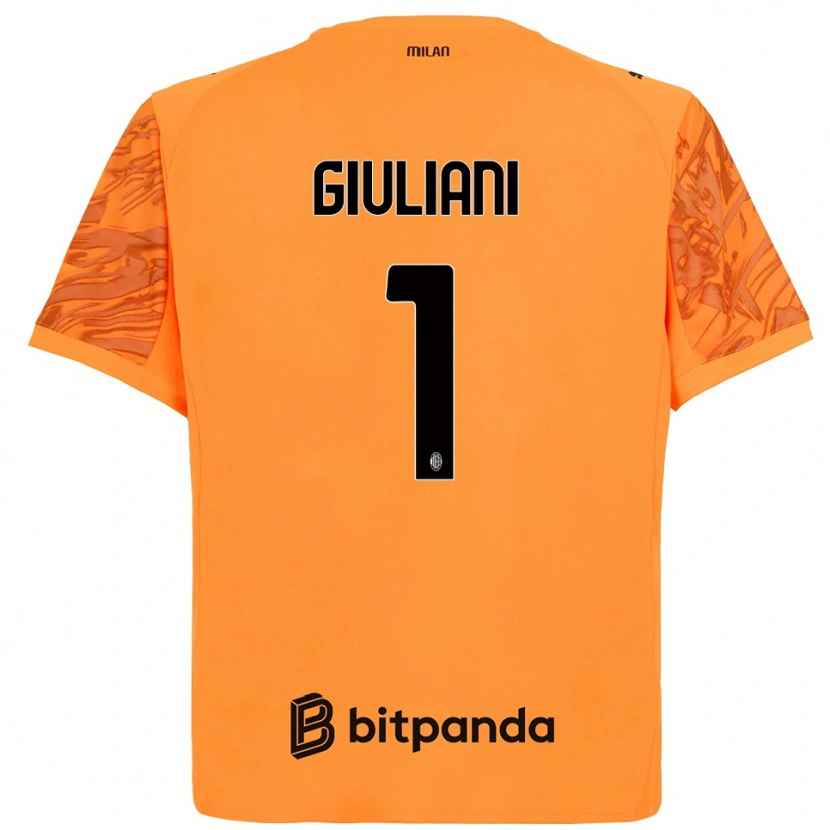 Danxen Enfant Laura Giuliani #1 Maillot de Gardien Orange Jaune Noir 2025/26 T-shirt