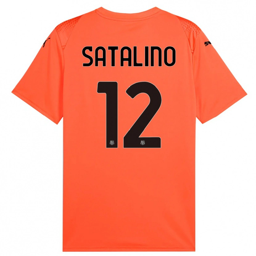 Danxen Enfant Giacomo Satalino #12 Maillot de Gardien Orange Noir 2025/26 T-shirt