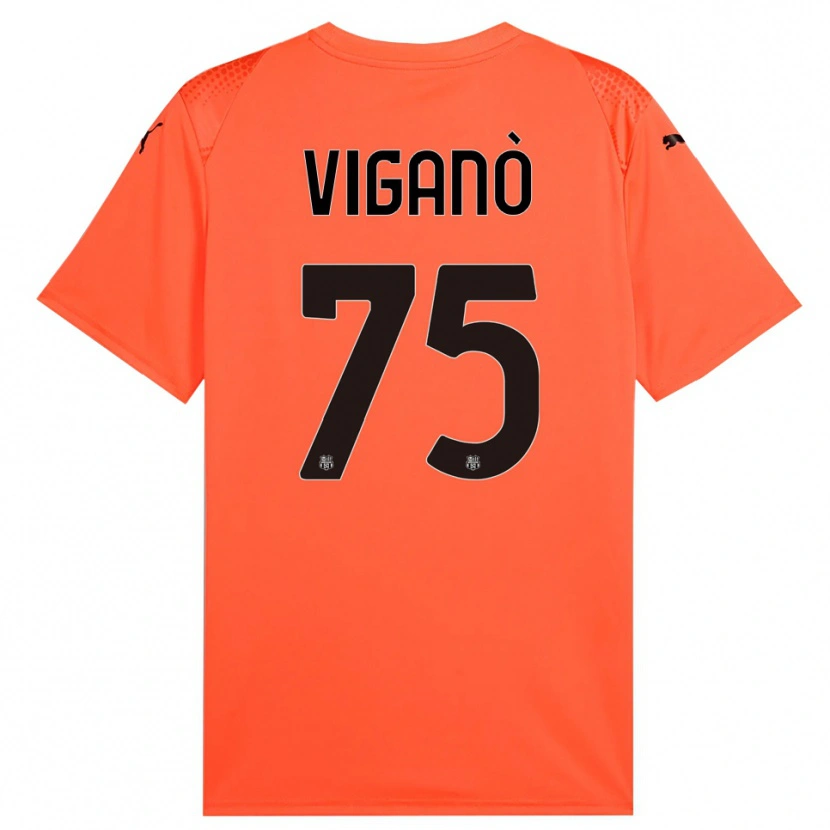 Danxen Enfant Lorenzo Viganò #75 Maillot de Gardien Orange Noir 2025/26 T-shirt
