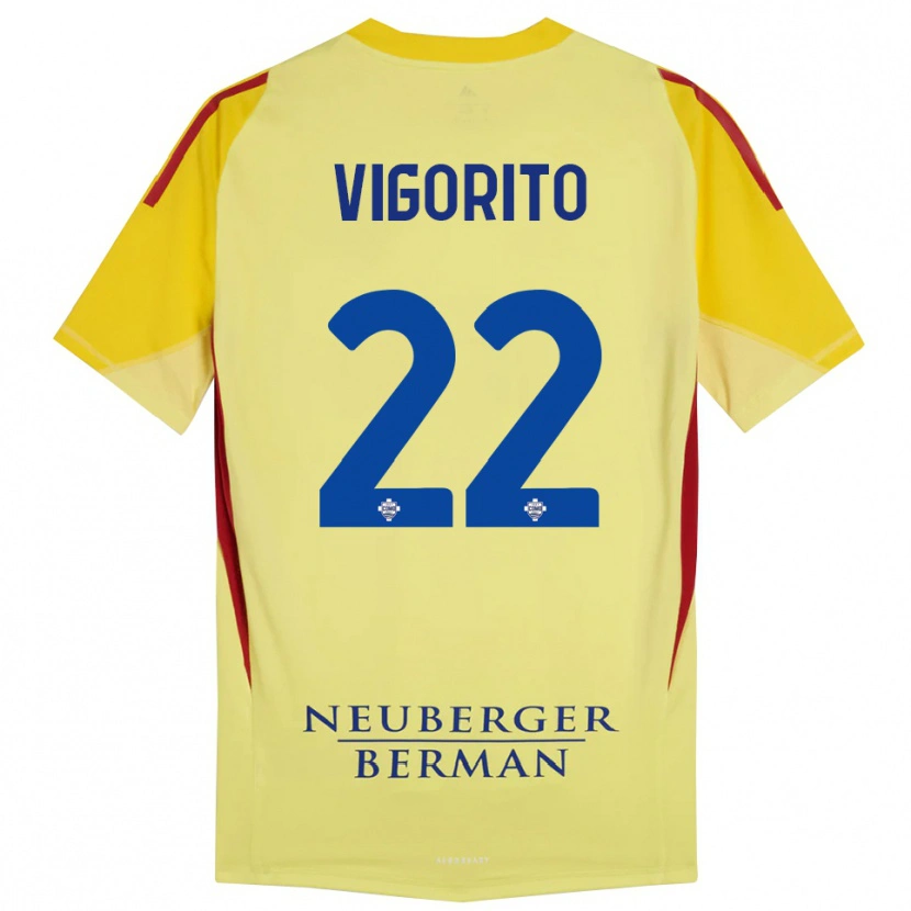 Danxen Enfant Mauro Vigorito #22 Maillot de Gardien Jaune Clair Noir 2025/26 T-shirt