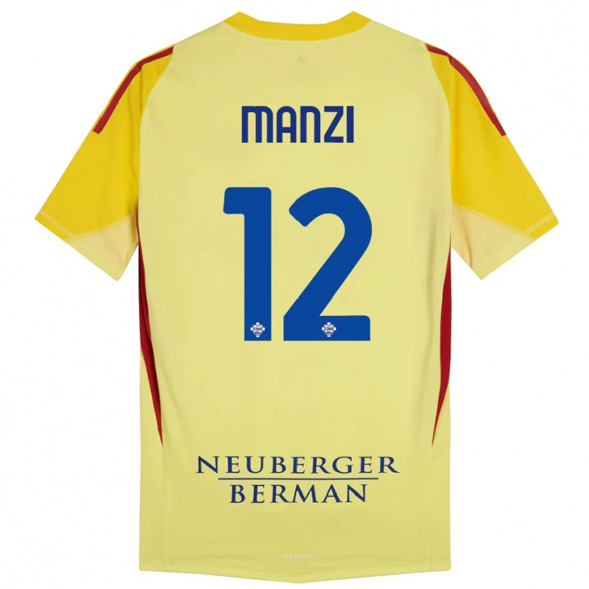 Danxen Enfant Federico Manzi #12 Maillot de Gardien Jaune Clair Noir 2025/26 T-shirt