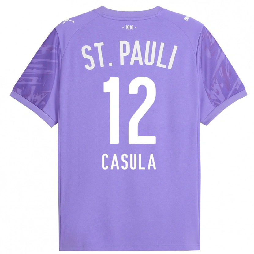 Danxen Enfant David Casula #12 Maillot de Gardien Violet Moyen Noir 2025/26 T-shirt
