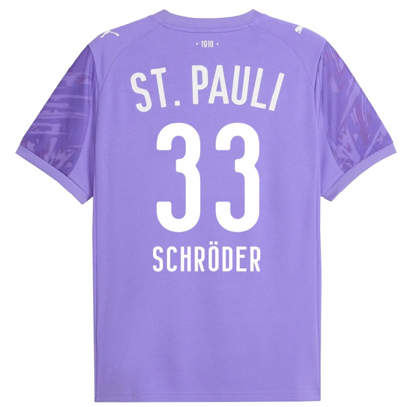 Danxen Enfant Lennard Schröder #33 Maillot de Gardien Violet Moyen Noir 2025/26 T-shirt