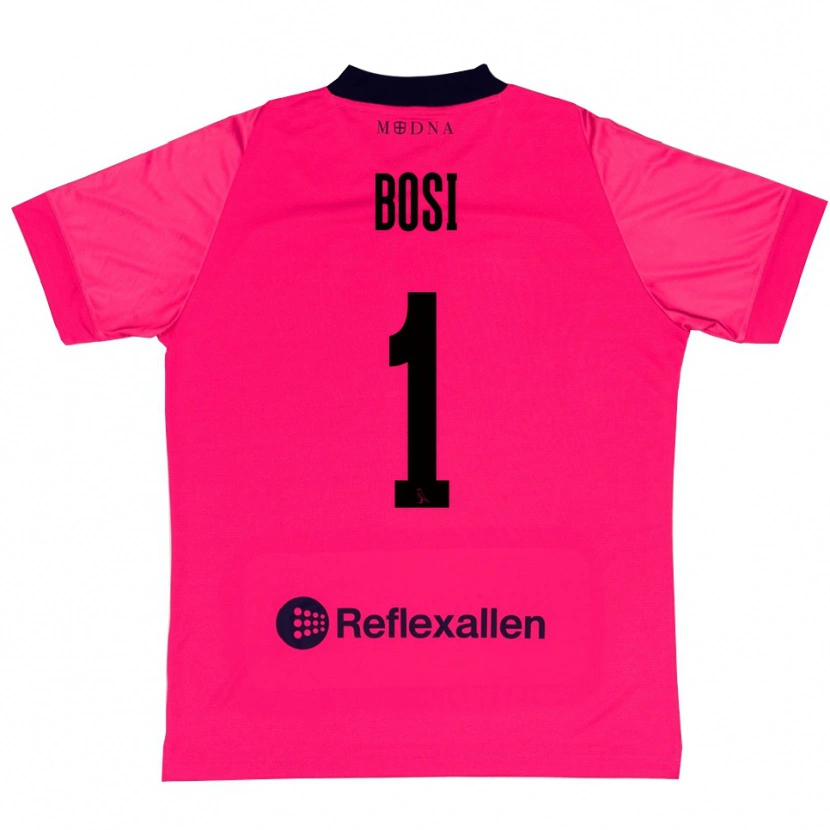 Danxen Enfant Matteo Bosi #1 Maillot de Gardien Rose Vif Noir 2025/26 T-shirt