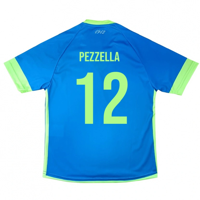 Danxen Enfant Giuseppe Pezzella #12 Maillot de Gardien Bleu Vert Jaune 2025/26 T-shirt