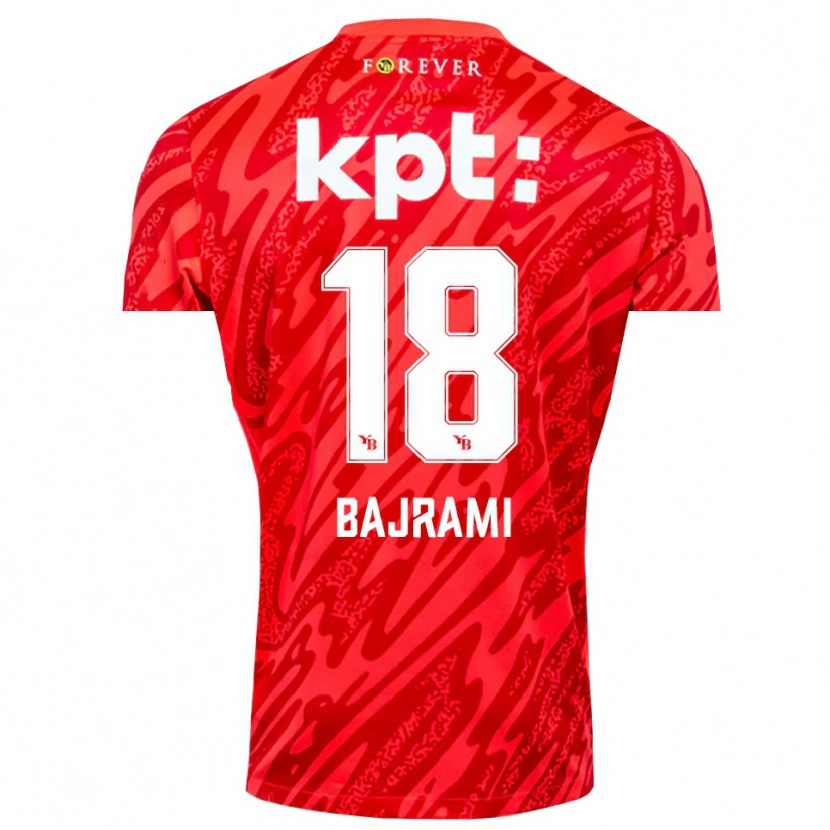 Danxen Enfant Ardian Bajrami #18 Maillot de Gardien Rouge Blanc 2025/26 T-shirt
