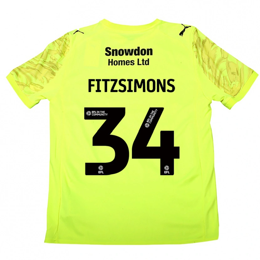 Danxen Enfant Ross Fitzsimons #34 Maillot de Gardien Vert Fluorescent 2025/26 T-shirt