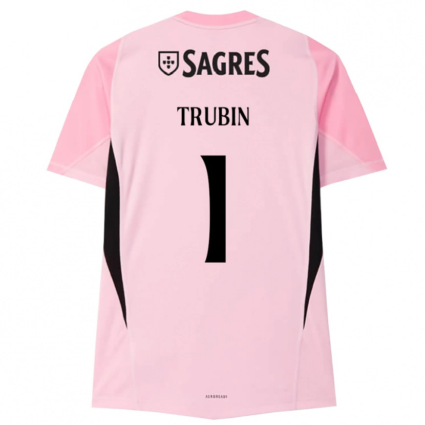 Danxen Enfant Anatoliy Trubin #1 Maillot de Gardien Rose Noir 2025/26 T-shirt