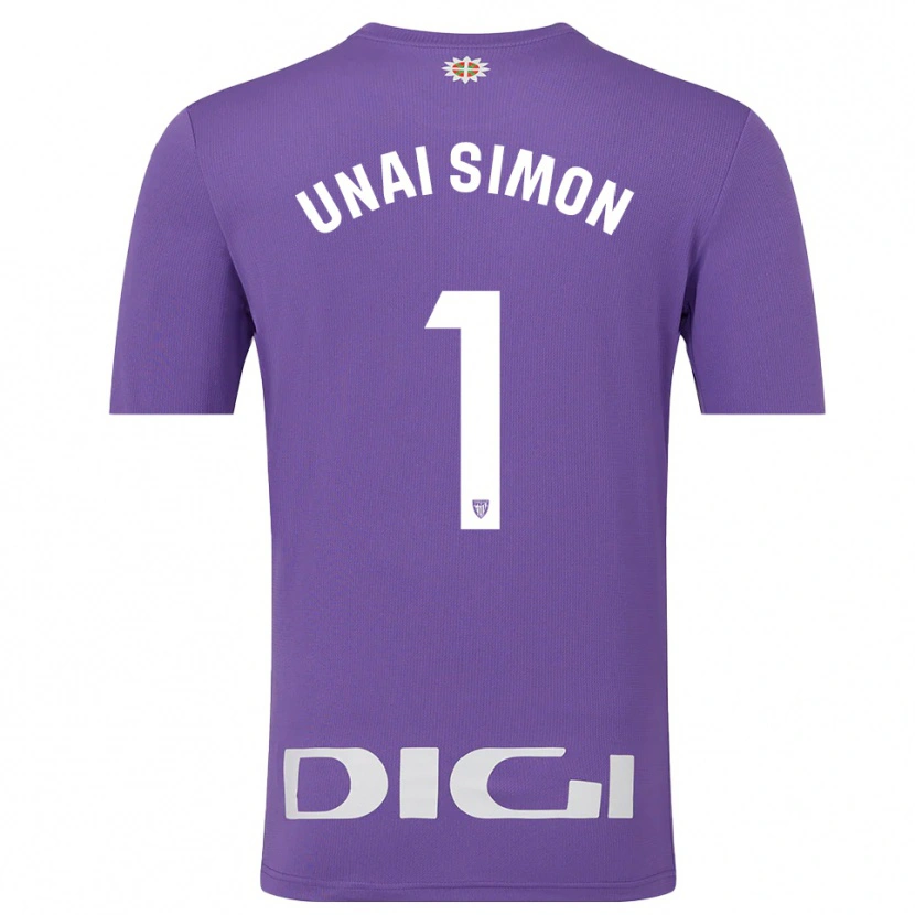 Danxen Enfant Unai Simón #1 Maillot de Gardien Violet Blanc 2025/26 T-shirt