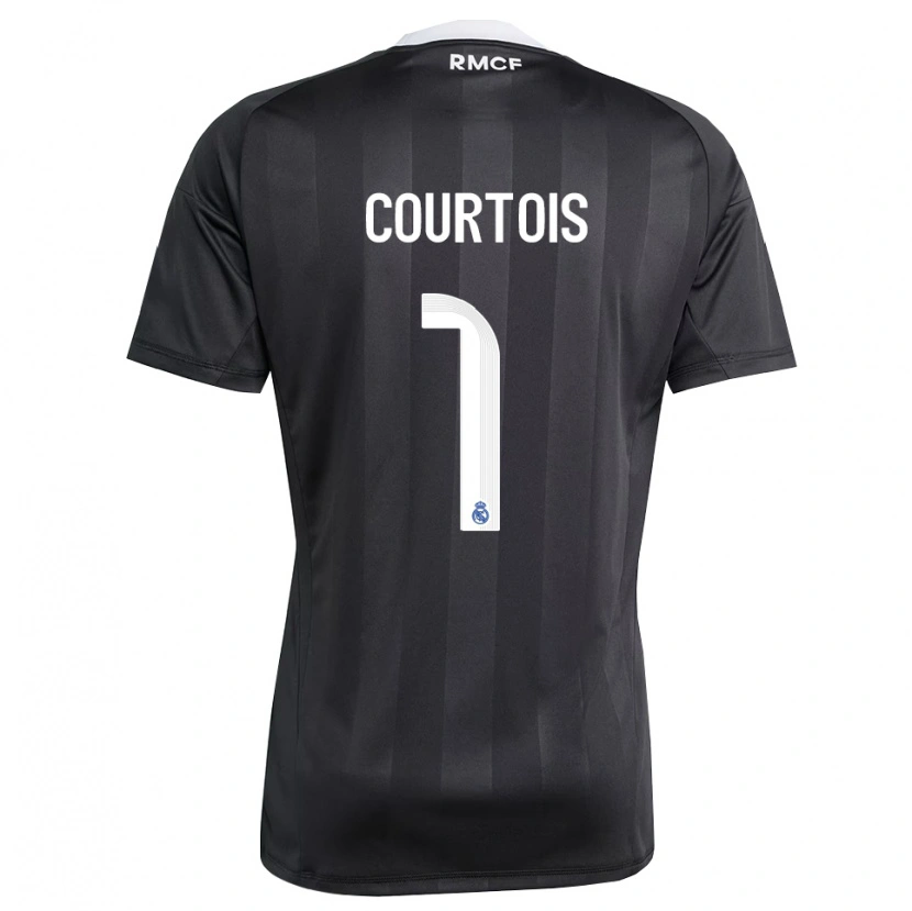 Danxen Enfant Thibaut Courtois #1 Maillot de Gardien Noir Blanc 2025/26 T-shirt