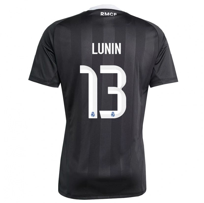 Danxen Enfant Andriy Lunin #13 Maillot de Gardien Noir Blanc 2025/26 T-shirt