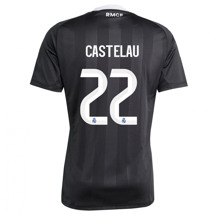 Danxen Enfant Alber Castelau #22 Maillot de Gardien Noir Blanc 2025/26 T-shirt