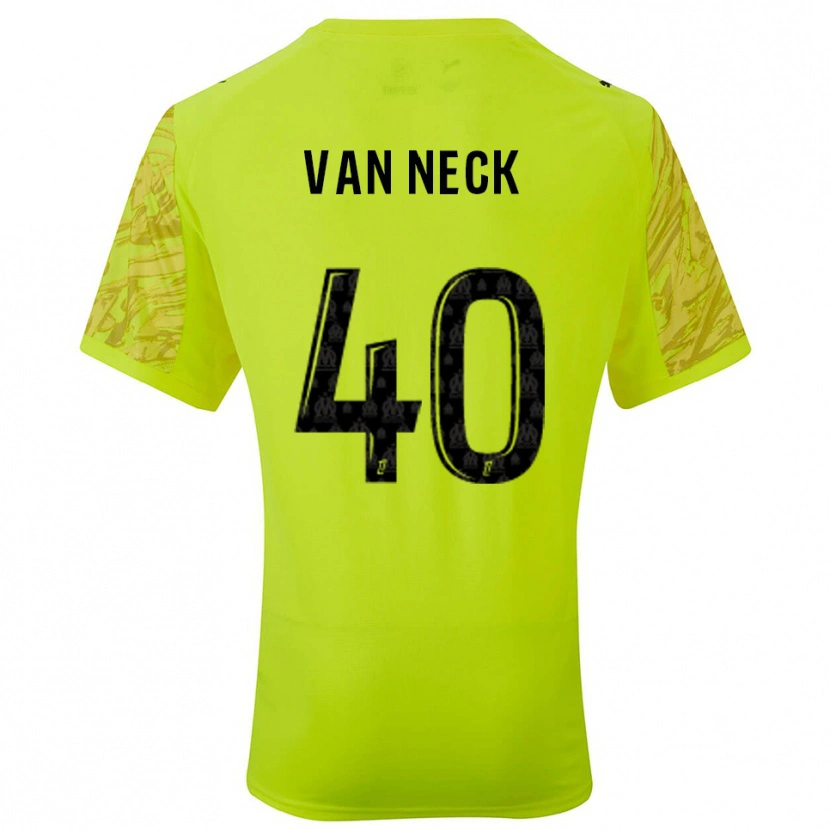 Danxen Enfant Jelle Van Neck #40 Maillot de Gardien Vert Fluo Noir 2025/26 T-shirt