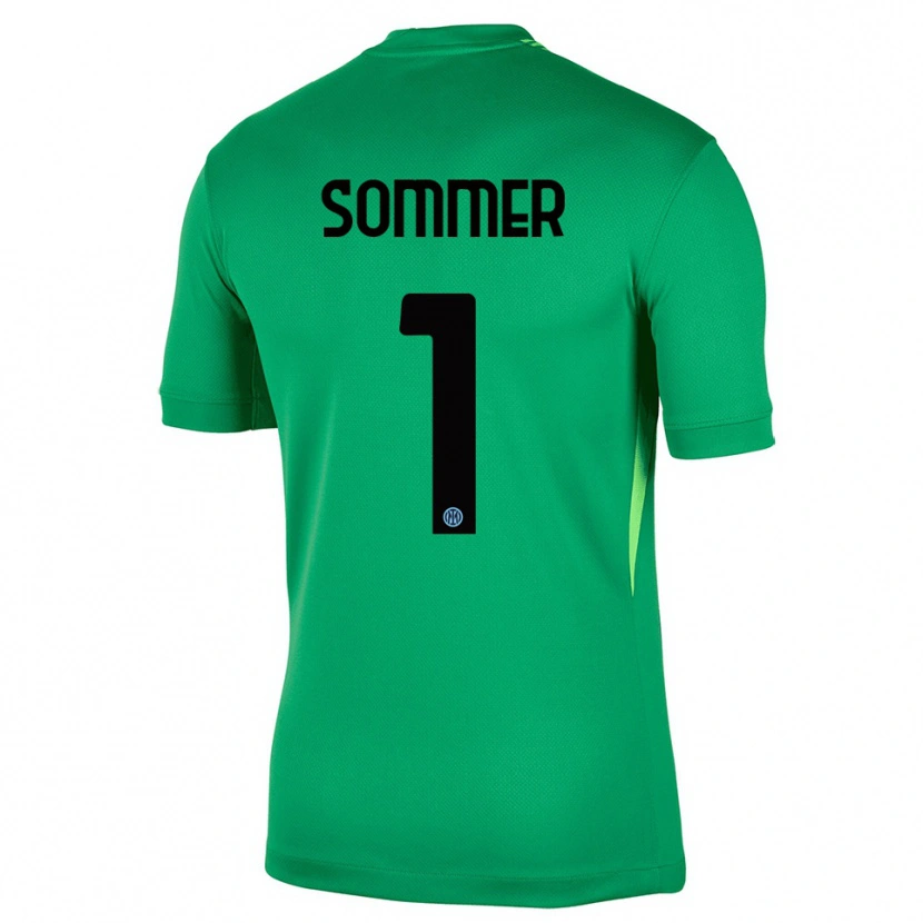 Danxen Enfant Yann Sommer #1 Maillot de Gardien Vert Clair Noir 2025/26 T-shirt