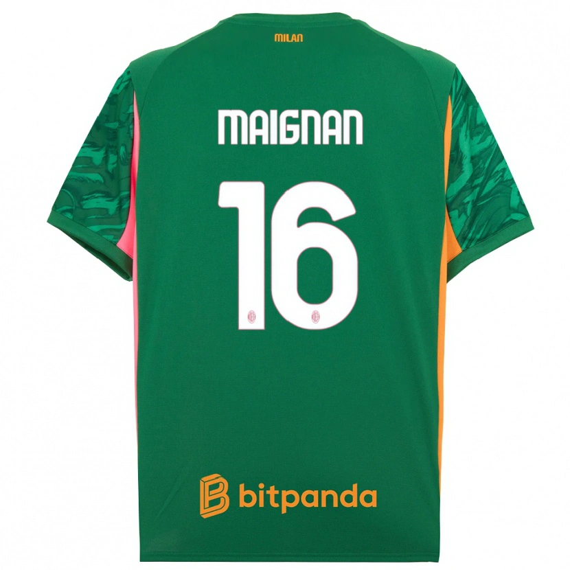 Danxen Enfant Mike Maignan #16 Maillot de Gardien Vert Orange Rose 2025/26 T-shirt