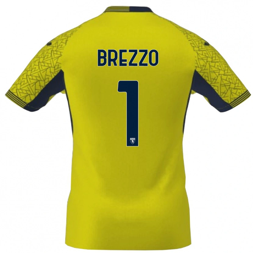 Danxen Enfant Matteo Brezzo #1 Maillot de Gardien Jaune Noir 2025/26 T-shirt