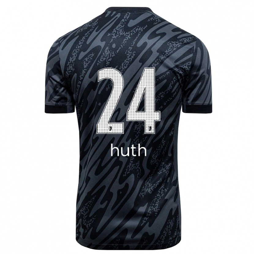 Danxen Enfant Jannik Huth #24 Maillot de Gardien Noir Blanc 2025/26 T-shirt