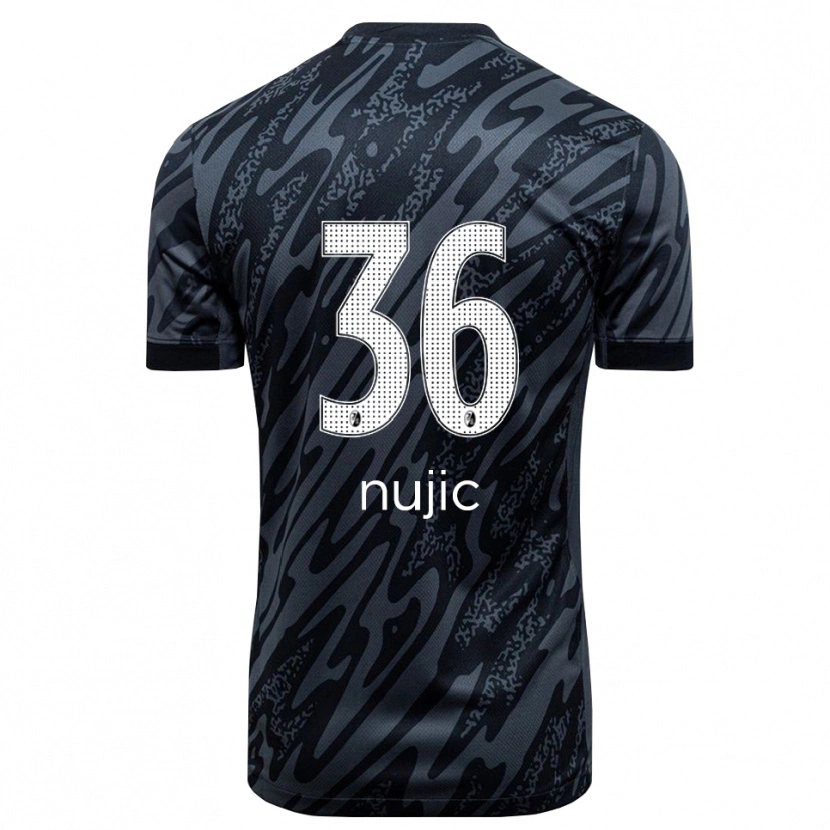Danxen Enfant Luka Nujic #36 Maillot de Gardien Noir Blanc 2025/26 T-shirt