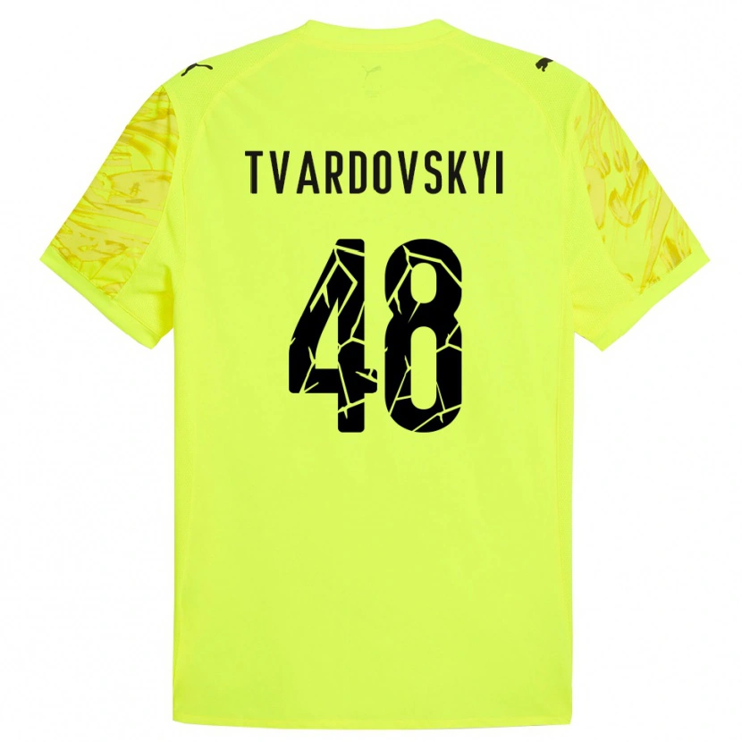 Danxen Enfant Denys Tvardovskyi #48 Maillot de Gardien Vert Jaune 2025/26 T-shirt
