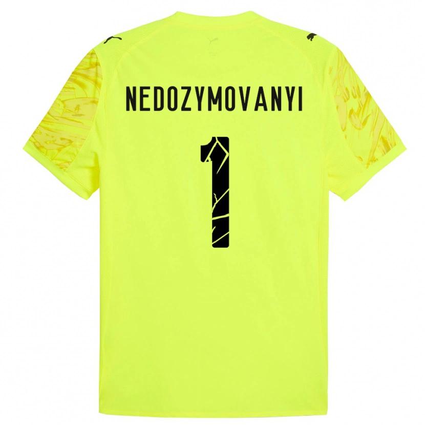 Danxen Enfant Artem Nedozymovanyi #1 Maillot de Gardien Vert Jaune 2025/26 T-shirt