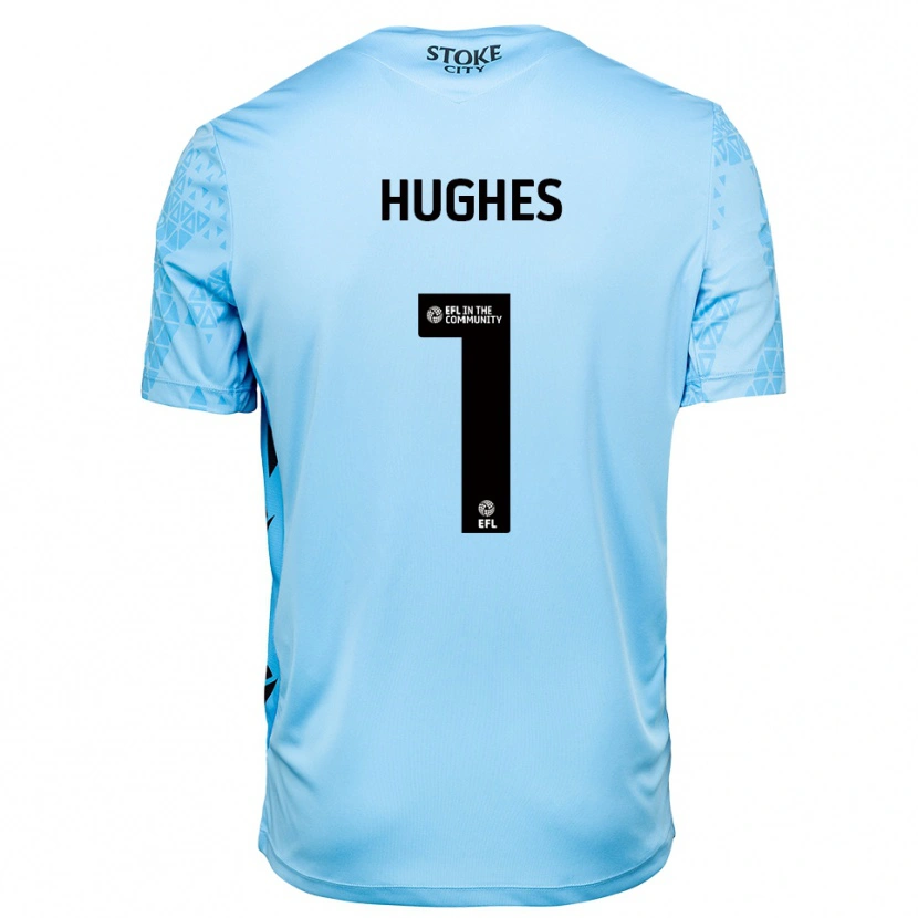 Danxen Homme Jonny Hughes #1 Maillot de Gardien Noir Bleu Ciel 2025/26 T-shirt