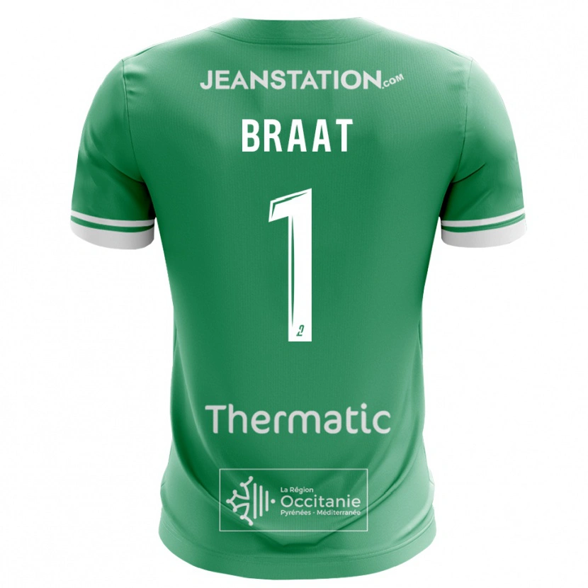 Danxen Homme Quentin Braat #1 Maillot de Gardien Blanc Vert 2025/26 T-shirt