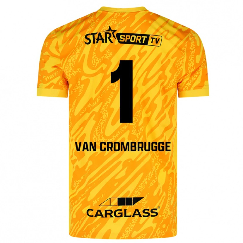 Danxen Homme Hendrik Van Crombrugge #1 Maillot de Gardien Orange Jaune Noir 2025/26 T-shirt