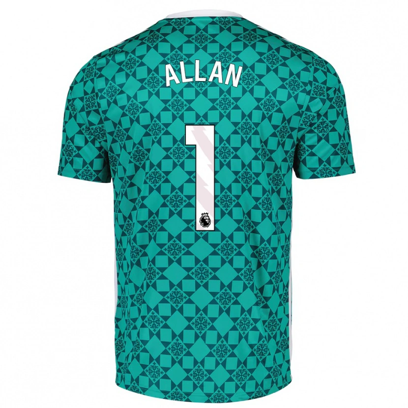 Danxen Homme Isaac Allan #1 Maillot de Gardien Vert Blanc 2025/26 T-shirt