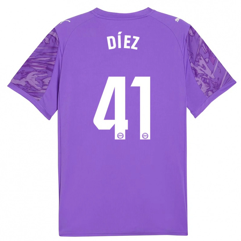 Danxen Homme Victor Díez #41 Maillot de Gardien Violet Blanc 2025/26 T-shirt