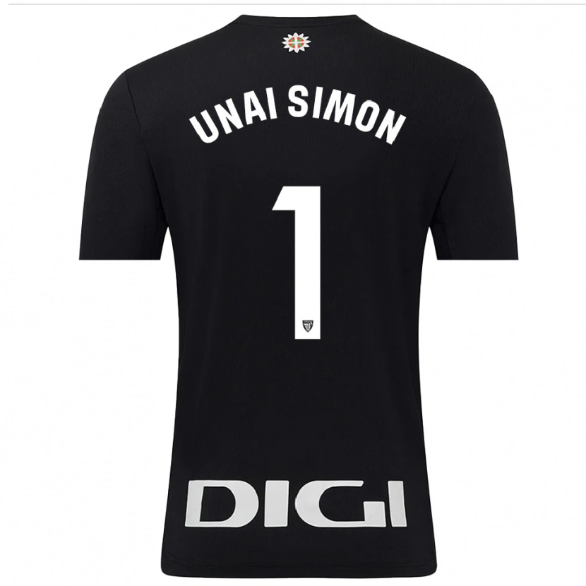 Danxen Homme Unai Simón #1 Maillot de Gardien Noir Blanc 2025/26 T-shirt