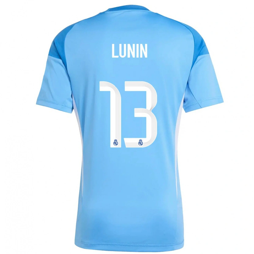 Danxen Homme Andriy Lunin #13 Maillot de Gardien Bleu Ciel Blanc 2025/26 T-shirt