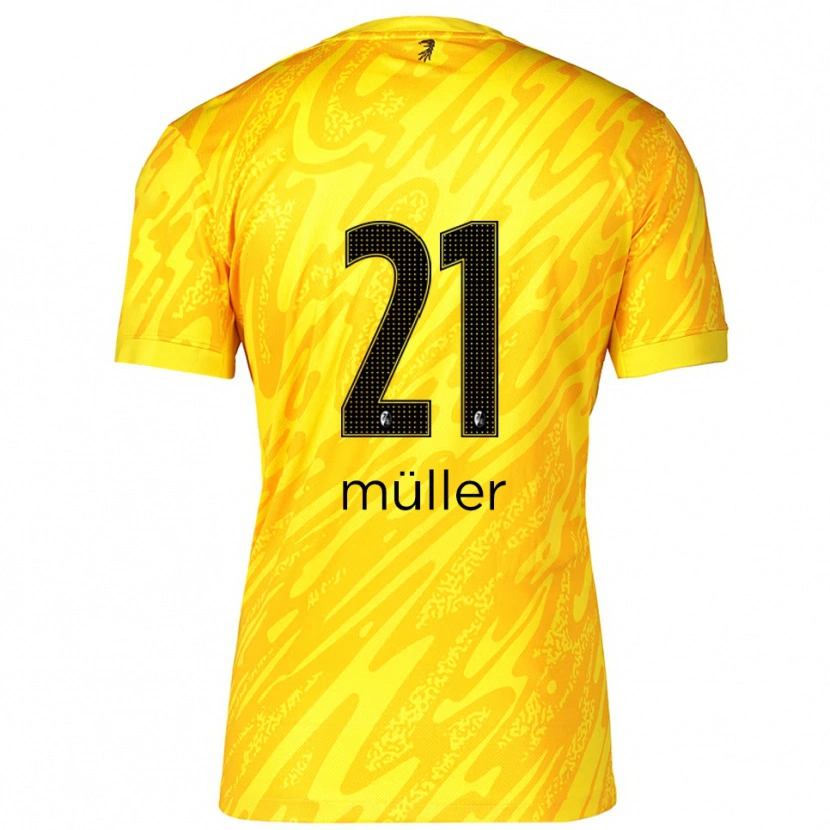 Danxen Homme Florian Müller #21 Maillot de Gardien Jaune Noir 2025/26 T-shirt