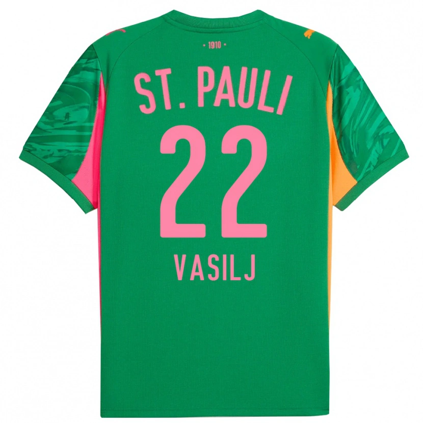 Danxen Homme Nikola Vasilj #22 Maillot de Gardien Vert Orange Rose 2025/26 T-shirt