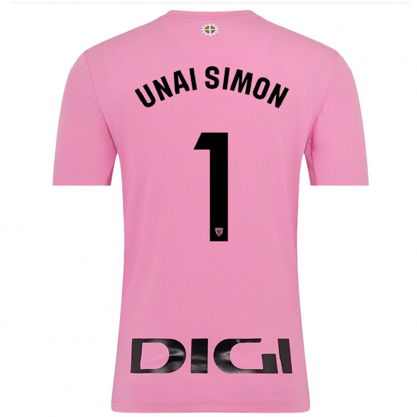 Danxen Homme Unai Simón #1 Maillot de Gardien Rose Noir 2025/26 T-shirt