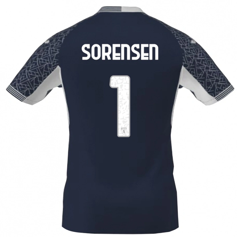 Danxen Homme Ben Sørensen #1 Maillot de Gardien Bleu Noir Blanc 2025/26 T-shirt