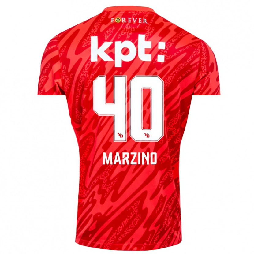 Danxen Homme Dario Marzino #40 Maillot de Gardien Rouge Blanc 2025/26 T-shirt