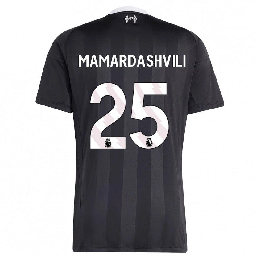 Danxen Homme Giorgi Mamardashvili #25 Maillot de Gardien Noir Blanc 2025/26 T-shirt