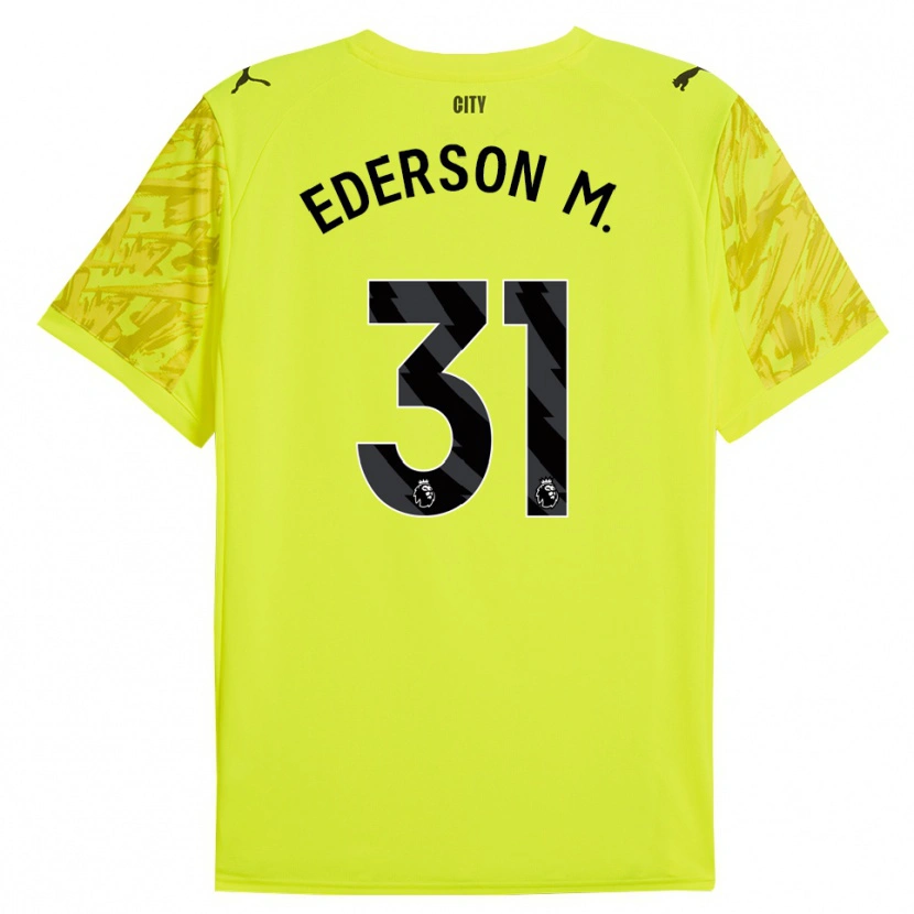 Danxen Homme Ederson #31 Maillot de Gardien Jaune Orange Noir 2025/26 T-shirt