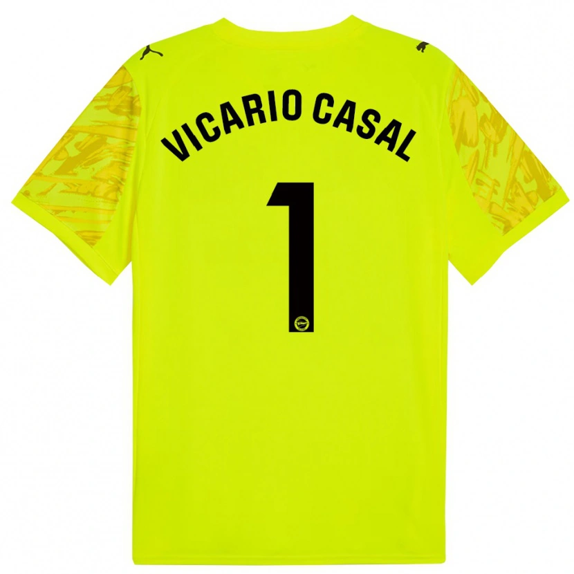 Danxen Homme Jimena Vicario Casal #1 Maillot de Gardien Jaune Noir 2025/26 T-shirt