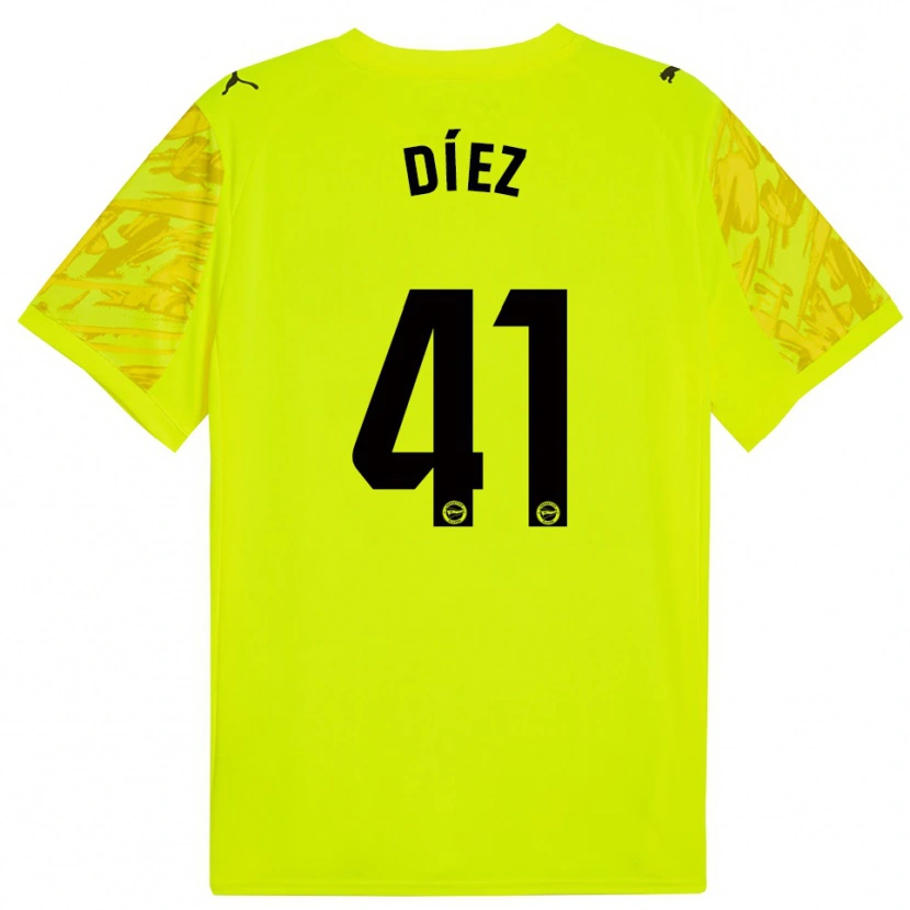 Danxen Homme Victor Díez #41 Maillot de Gardien Jaune Noir 2025/26 T-shirt