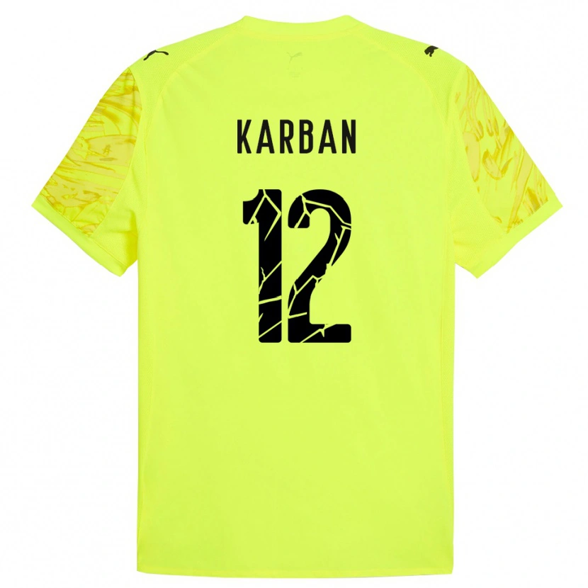 Danxen Homme Yevheniia Karban #12 Maillot de Gardien Vert Jaune 2025/26 T-shirt