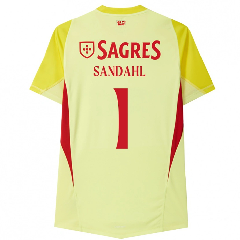 Danxen Femme Alexander Sandahl #1 Maillot de Gardien Jaune Rouge 2025/26 T-shirt