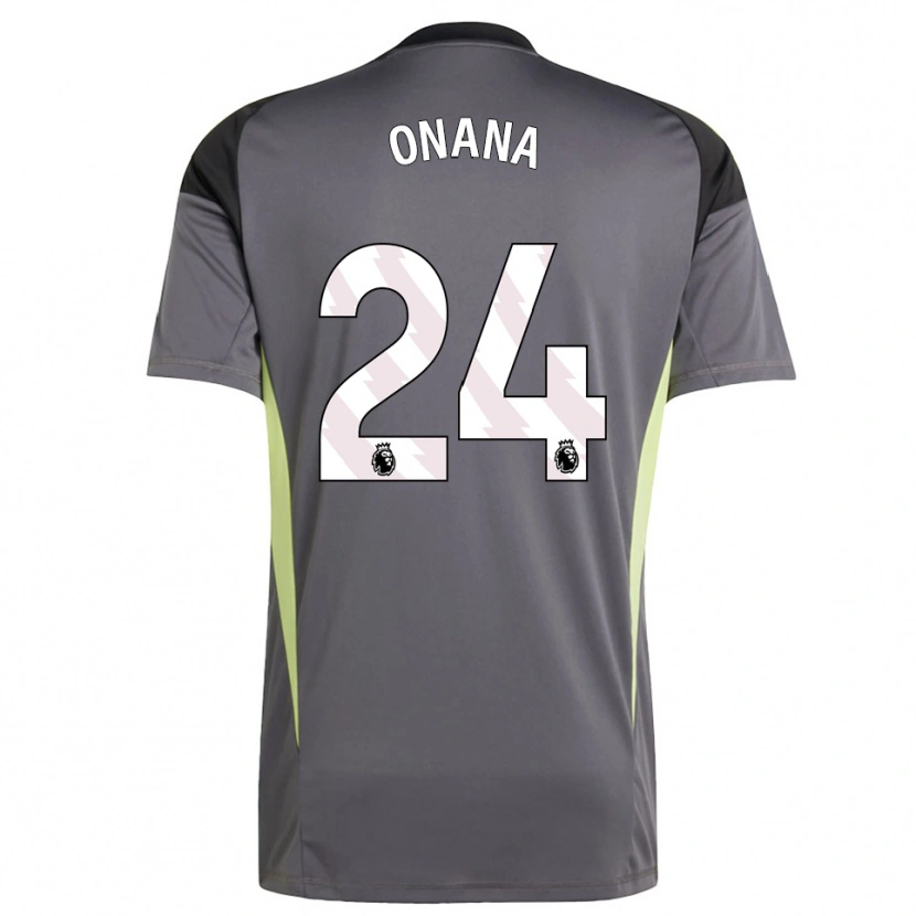 Danxen Femme André Onana #24 Maillot de Gardien Gris Foncé Blanc 2025/26 T-shirt