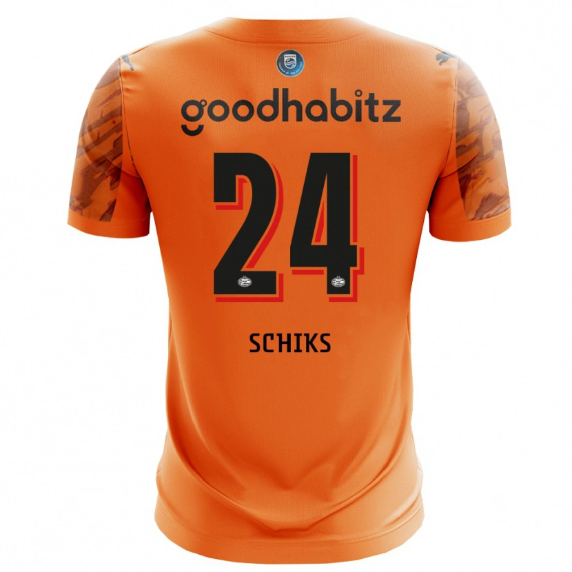 Danxen Femme Niek Schiks #24 Maillot de Gardien Orange Noir 2025/26 T-shirt