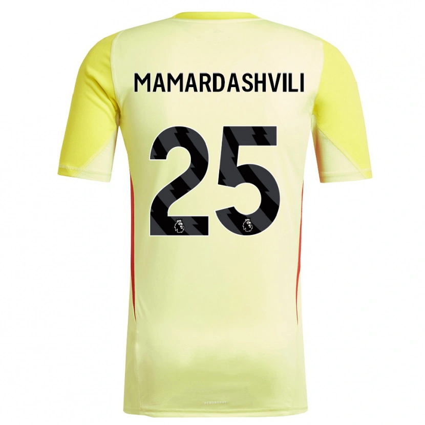Danxen Femme Giorgi Mamardashvili #25 Maillot de Gardien Jaune Rouge 2025/26 T-shirt