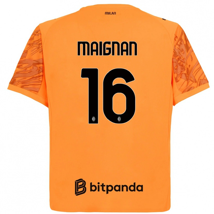 Danxen Femme Mike Maignan #16 Maillot de Gardien Orange Jaune Noir 2025/26 T-shirt